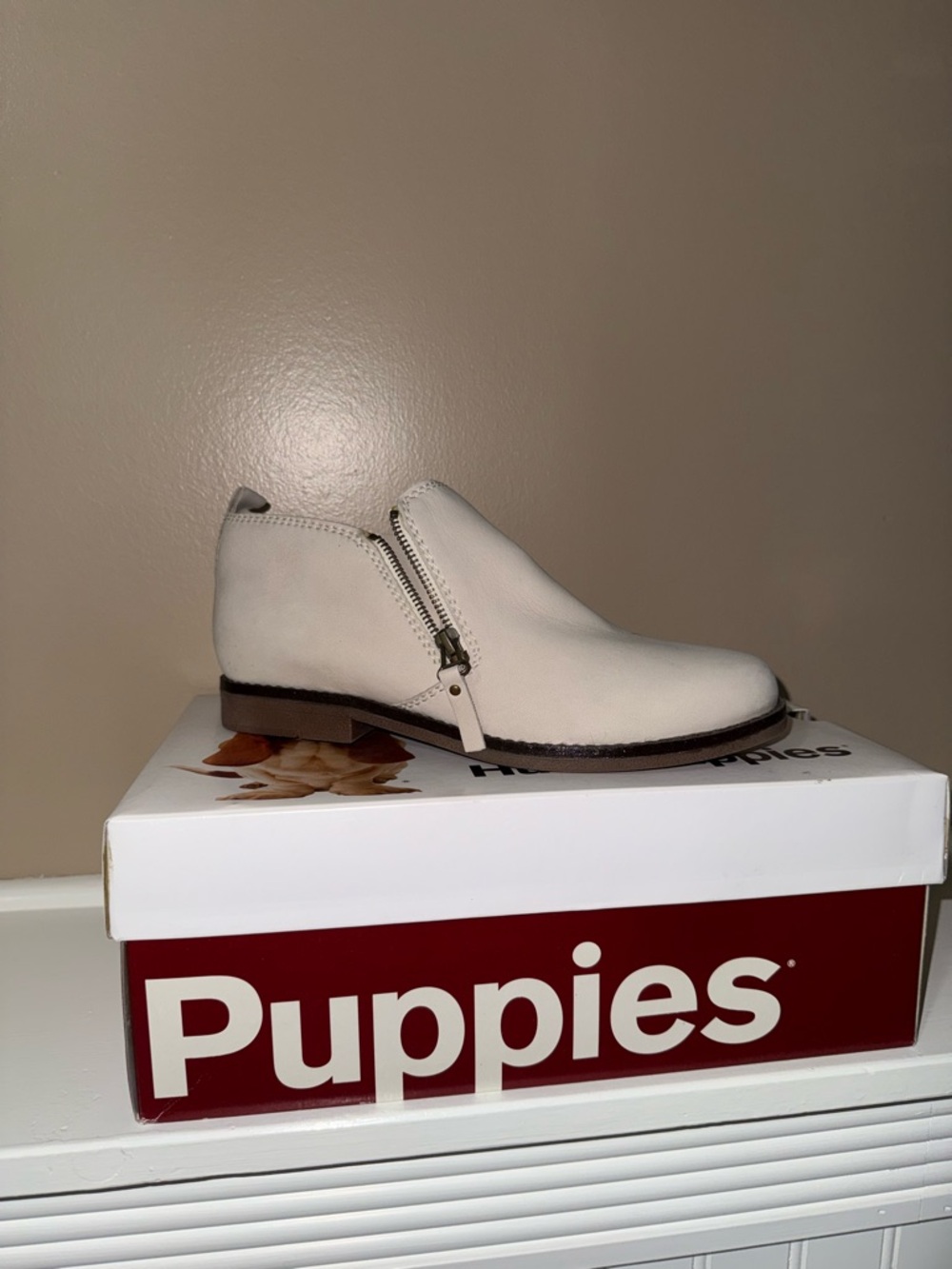 Hush Puppies Cream Side-Zip Ankle Boot